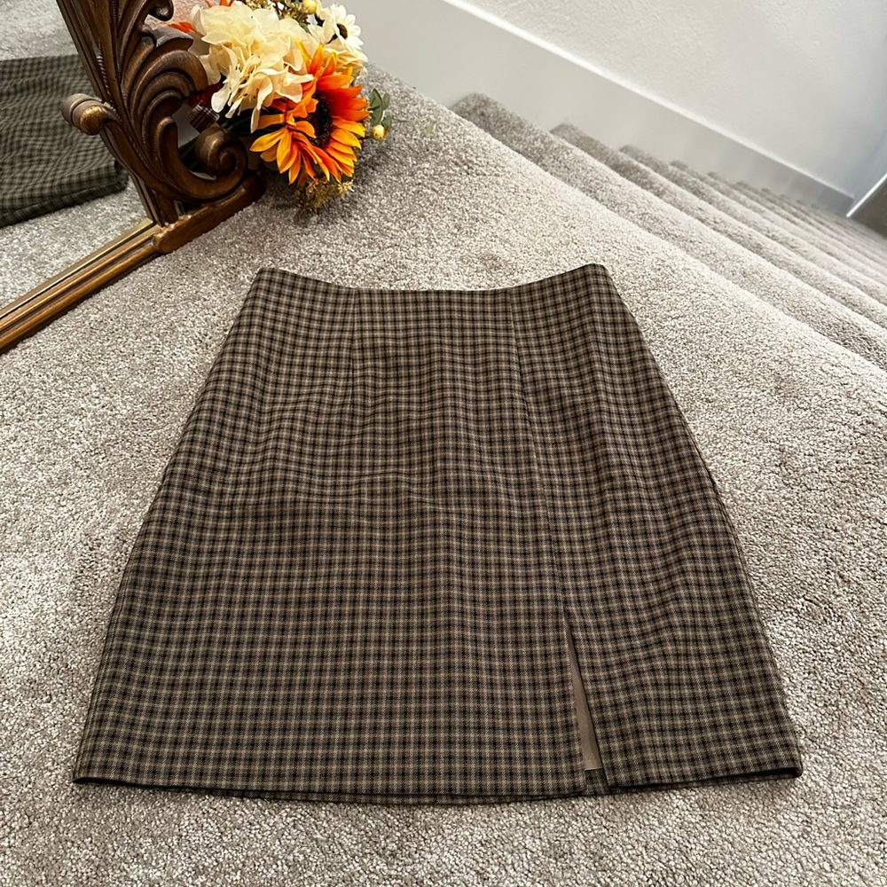 OAK + FORT Brown Checkered Skirt